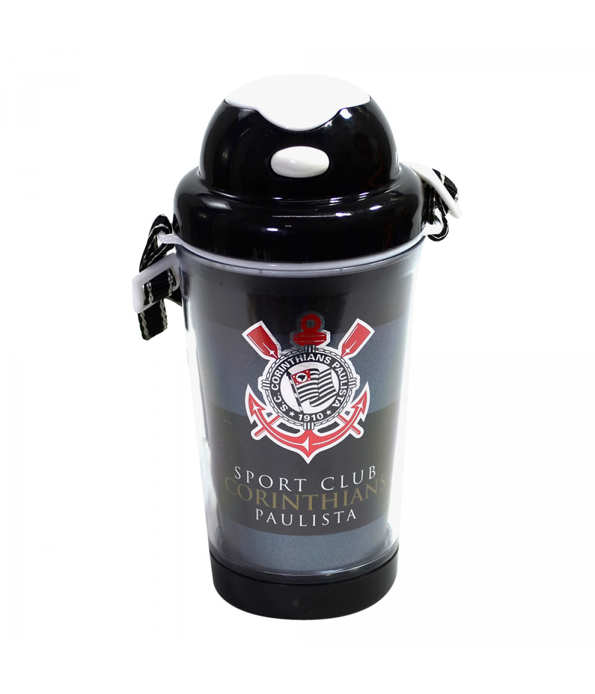 Garrafa Com Alça E Canudo 350ml - Corinthians