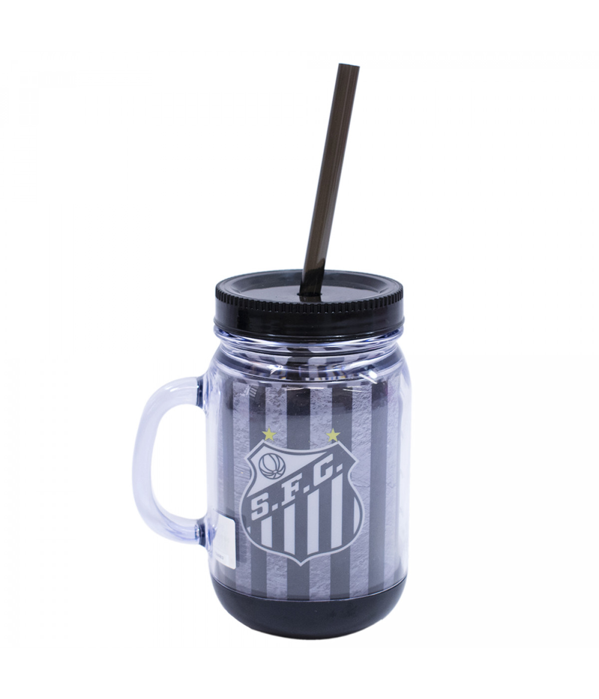 Caneca Com Tampa E Canudo 420ml - Santos